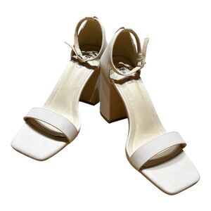 IDIFU Nude Beige Block Heel Sandals Size 9.5 Comfortable Wedding Pumps